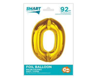 Opakowanie Balon foliowy Smart cyfra 0 złota 92cm