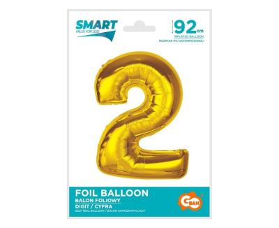 Opakowanie Balon foliowy Smart cyfra 2 złota 92cm