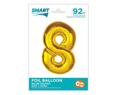 Opakowanie Balon foliowy Smart cyfra 8 złota 92cm