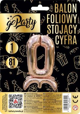 Balon foliowy stojący 0 rose gold 81cm. Wydawca: GoParty. SmakLiter.pl Opakowanie Balon foliowy stojący 0 rose gold 81cm