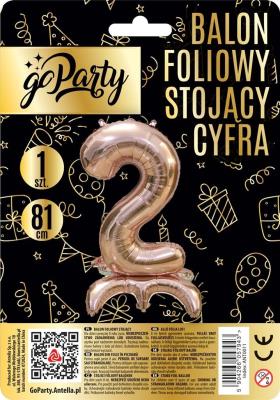 Balon foliowy stojący 2 rose gold 81cm. Wydawca: GoParty. SmakLiter.pl Opakowanie Balon foliowy stojący 2 rose gold 81cm