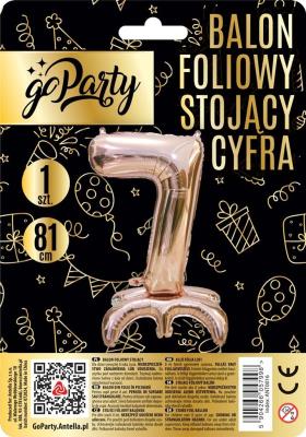 Balon foliowy stojący 7 rose gold 81cm. Wydawca: GoParty. SmakLiter.pl Opakowanie Balon foliowy stojący 7 rose gold 81cm