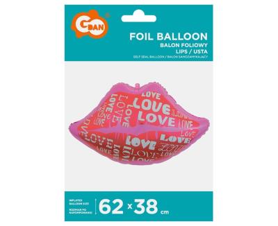 Opakowanie Balon foliowy Usta z napisem Love 62x38cm