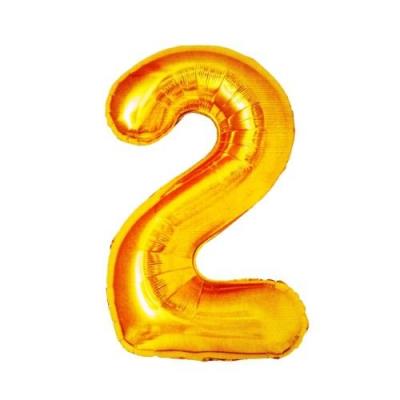 Balon foliowy złota cyfra '2'. Wydawca: ANTELLA. SmakLiter.pl Opakowanie Balon foliowy złota cyfra '2'