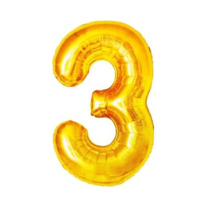 Balon foliowy złota cyfra '3'. Wydawca: ANTELLA. SmakLiter.pl Opakowanie Balon foliowy złota cyfra '3'