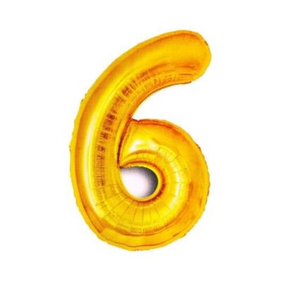 Balon foliowy złota cyfra '6'. Wydawca: ANTELLA. SmakLiter.pl Opakowanie Balon foliowy złota cyfra '6'