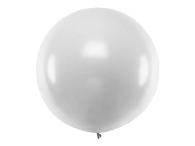 Opakowanie Balon okrągły metallic silver snow 1m