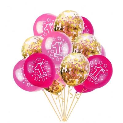 Opakowanie Balony 1st Birthday różowe 12szt