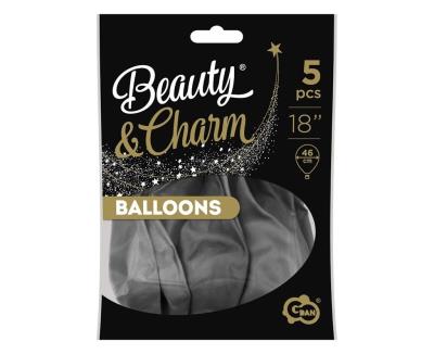 Opakowanie Balony Beauty&Charm platynowe grafit 46cm 5szt