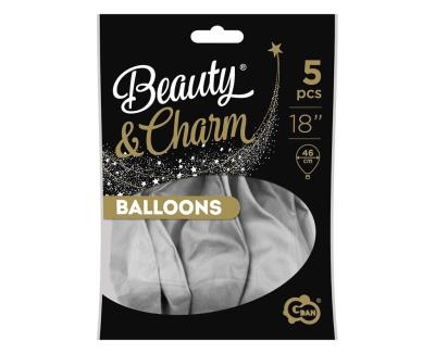 Opakowanie Balony Beauty&Charm platynowe srebrne 46cm 5szt