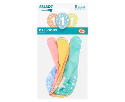 Balony cyfra 1 MIX 30cm 5szt. Wydawca: GODAN. SmakLiter.pl Opakowanie Balony cyfra 1 MIX 30cm 5szt