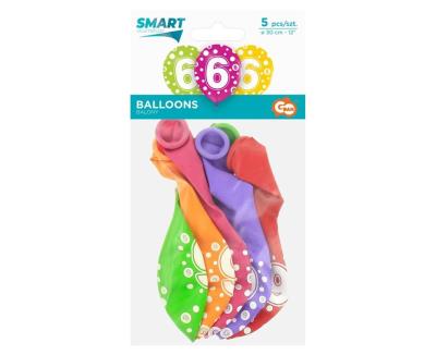 Opakowanie Balony cyfra 6 MIX 30cm 5szt