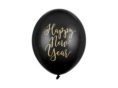 Opakowanie Balony Happy New Year pastel black 30cm 6szt