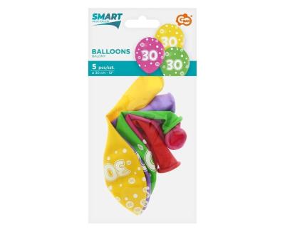 Opakowanie Balony liczba 30 urodziny 30cm 5szt
