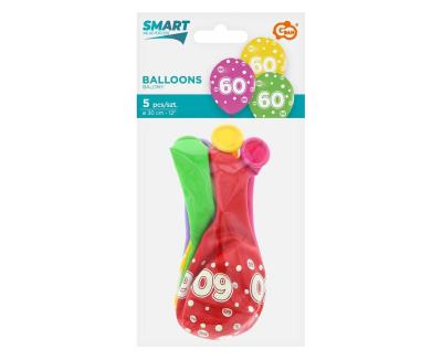 Opakowanie Balony liczba 60 urodziny 30cm 5szt
