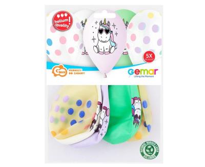 Opakowanie Balony premium Wesoły Jednorożec MIX 33 5szt