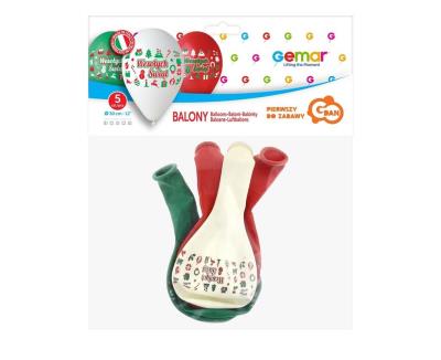 Opakowanie Balony premium Wesołych Świąt 3 kolory 5szt