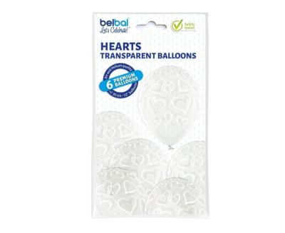 Opakowanie Balony transparentne serca 30,5cm 6szt