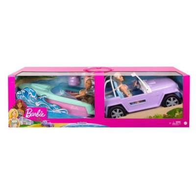 Opakowanie Barbie Przejażdżka 2 lalki + samochód + motorówka