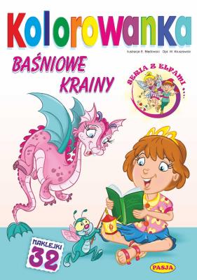 Baśniowe krainy. Kolorowanka. Autor: Kruszewski Włodzimierz, Ernest Błędowski. SmakLiter.pl Okładka książki Baśniowe krainy. Kolorowanka