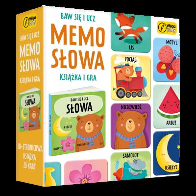 Baw się i ucz Memo Słowa Gra i książka. Wydawca: Wilga Play. SmakLiter.pl Opakowanie Baw się i ucz Memo Słowa Gra i książka