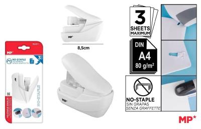 Bezszywkowy zszywacz 3 arkusze. Wydawca: MP Main Paper. SmakLiter.pl Opakowanie Bezszywkowy zszywacz 3 arkusze