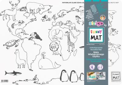 Opakowanie Biała mata Strigo Funny Mat Mapa Świata Zwierzęta 48x33. 5 cm