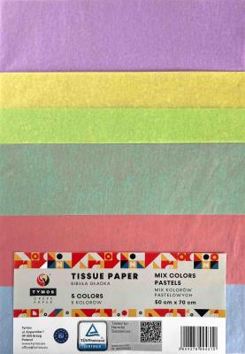 Opakowanie Bibuła gładka składana 50x70 mix pastel 5 arkuszy