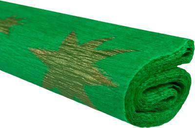 Opakowanie Bibuła marszczona 50x200 gwiazdy złote na zielonym 10 rolek