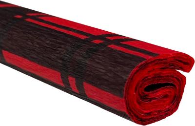 Opakowanie Bibuła marszczona 50x200 krata czarna na czerwonym 10 rolek