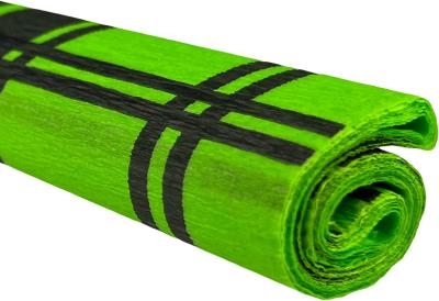 Opakowanie Bibuła marszczona 50x200 krata czarna na zielonym jasnym 10 rolek