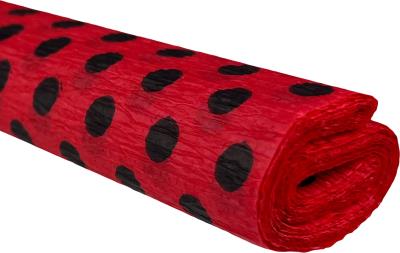 Opakowanie Bibuła marszczona 50x200 kropki czarne na czerwonym 10 rolek