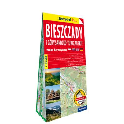 Okładka książki Bieszczady i Góry Sanocko-Turczańskie mapa turystyczna 1:65 000
