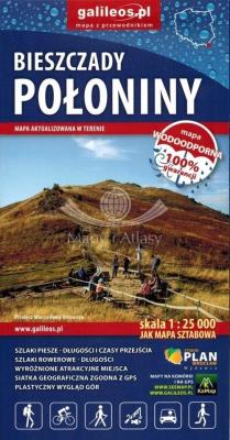Bieszczady połoniny 1:25 000. Autor: Opracowanie zbiorowe. SmakLiter.pl Okładka książki Bieszczady połoniny 1:25 000