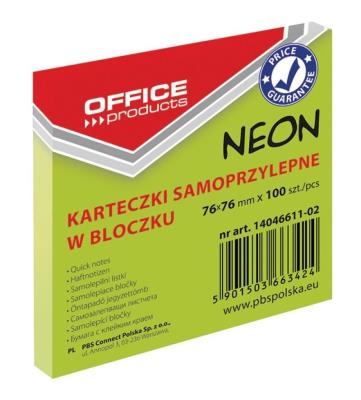 Opakowanie Bloczek samop. OFFICE PRODUCTS, 76x76mm, 1x100 kart., neon, zielony
14046611-02
