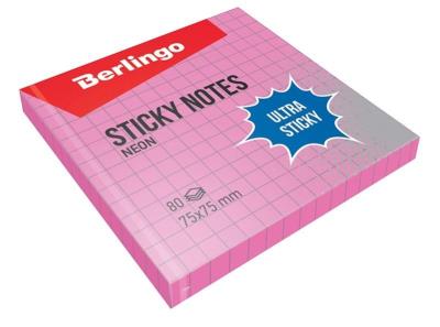 Opakowanie Bloczek samoprzylepny 75x75 różowy kratka 80K