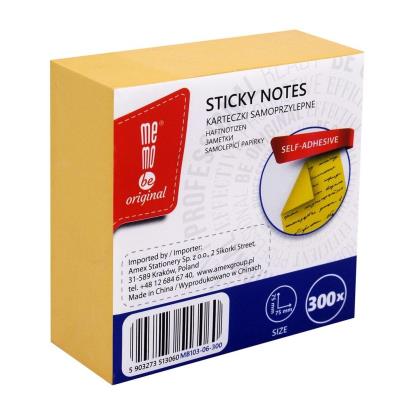 Bloczek samoprzylepny 75x75mm 300K żółty MemoBe. Wydawca: MemoBe. SmakLiter.pl Opakowanie Bloczek samoprzylepny 75x75mm 300K żółty MemoBe