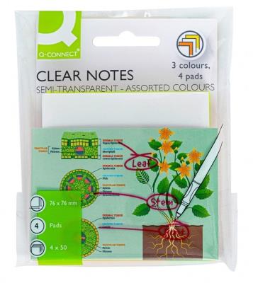 Bloczek samoprzylepny 76x76mm 4x50K mix kolorów. Wydawca: Q-CONNECT. SmakLiter.pl Opakowanie Bloczek samoprzylepny 76x76mm 4x50K mix kolorów