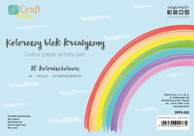 Blok kolorowy A4 20ark 180g 10 kolorów. Wydawca: Dalprint. SmakLiter.pl Opakowanie Blok kolorowy A4 20ark 180g 10 kolorów