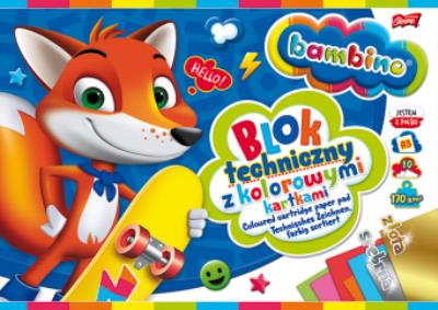 Opakowanie Blok techniczny A3 10k z kolorowymi kartkami (złota i srebrna kartka) BAMBINO pakiet 10 sztuk