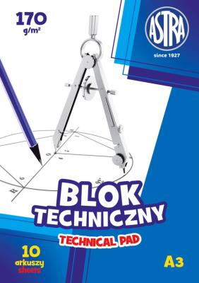 Opakowanie Blok techniczny Astrapap A3 170g pakiet 10 sztuk