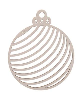 Opakowanie Bombka drewniana w paski 3szt biała