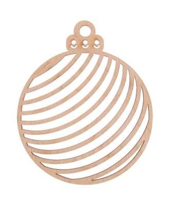 Opakowanie Bombka drewniana w paski 3szt naturalna
