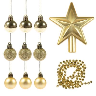 Opakowanie Bombki + gwiazda + łańcuch złoty 11el