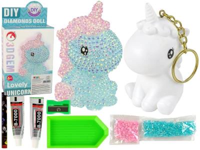 Opakowanie Brelok jednorożec diamentowy 3D DIY niebieski