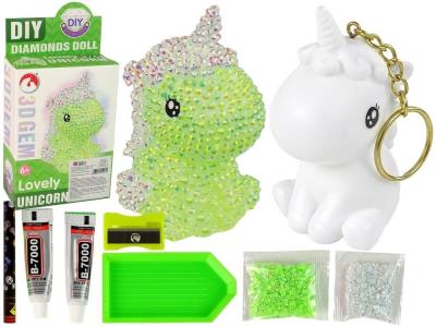 Opakowanie Brelok jednorożec diamentowy 3D DIY zielony