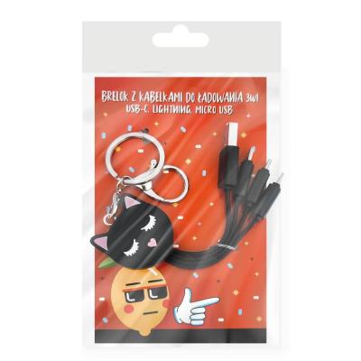 Opakowanie Brelok z kabelkami do ładowania kotek 3w1