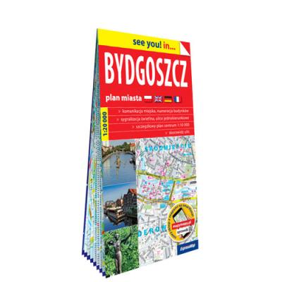 Okładka książki Bydgoszcz; papierowy plan miasta 1:20 000