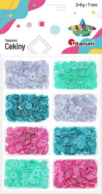 Opakowanie Cekiny 6mm okrągłe 4 kolorów 8x3g