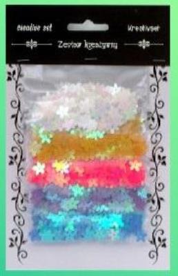 Opakowanie Cekiny kwiatki opalizujące 30g 5 kolorów